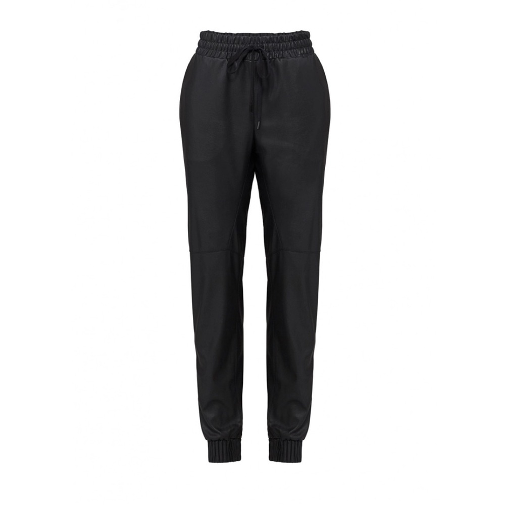 Rebecca Taylor Black Faux Leather Jogger Pants